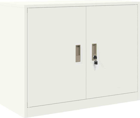 Büroaufbewahrungsschrank Metall mit Schloss Weiß 90x40x160cm