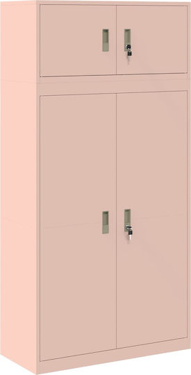 Метален Стоящ На Пода Бюро Шкаф С Ключалка Розов 90x40x180см
