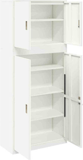 Büroaufbewahrungsschrank Metall mit Schloss Weiß 90x40x210cm
