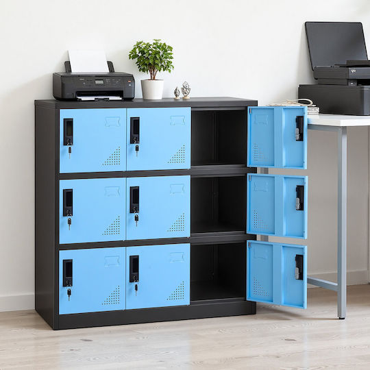 Метален Шкаф за Бюро с Ключалка Черен 90x45x94см