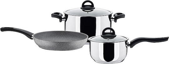 Pyramis Mix Cook Σετ Μαγειρικά Σκεύη από Ανοξείδωτο Ατσάλι Ασημί 3τμχ
