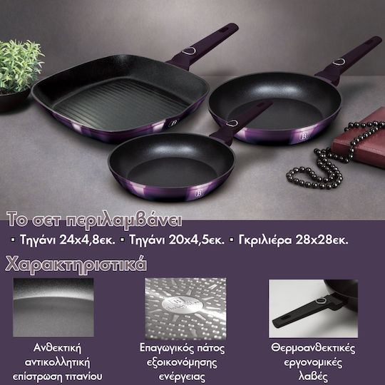 Berlinger Haus Комплект тигани от Алуминий Purple Eclipse BH-7104 3бр