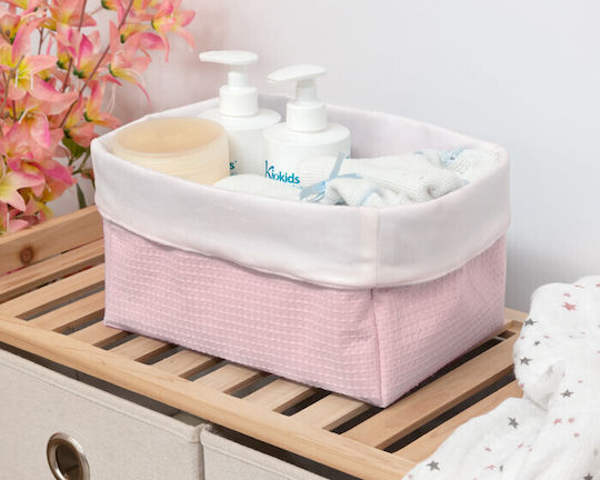 Kiokids Βρεφικό Καλάθι Καλλυντικών Waffle Rectangle Ροζ