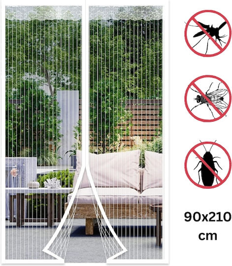 Hoomei White Door Mosquito Net with Velcro with Magnetic Clasp White 210x90cm