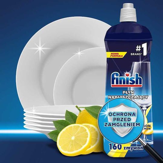 Finish Rinse Aid Shine Liquid Dishwasher Brightener with Lemon Scent 2x400ml