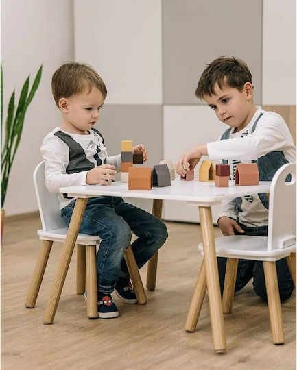 Set Masă cu Scaune pentru Copii din Lemn Alb FreeOn