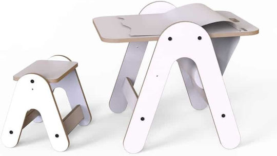 Kids Table and Chairs Set made of Wood White Mamatoyz