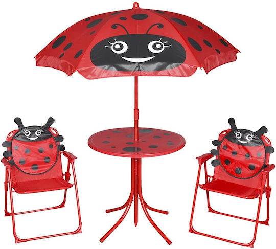 Bistro Set Kids Table with Chairs Red vidaXL
