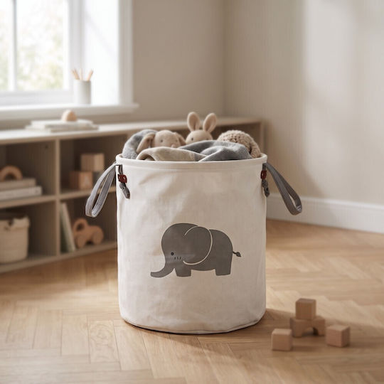 Moni Moni Kinder-Aufbewahrungskorb aus Stoff Elefant Grau 36x38cm