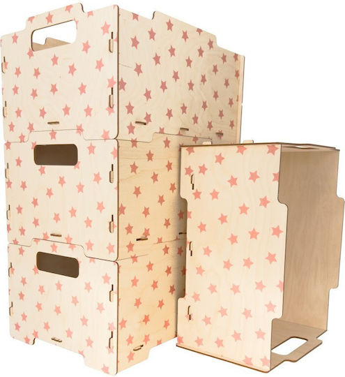 Ango Kinder-Spielzeugkiste Aus Holz Rosa 26,5x34,5x18,5cm 2Stücke