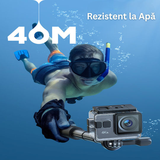 ED522 32GB Cameră de Acțiune 4K Ultra HD Subacvatică (cu Husă) cu Ecran Tactil 2" și Wi-Fi Neagră