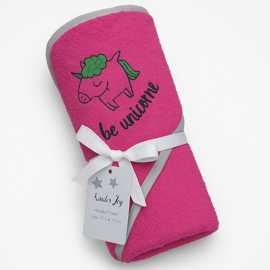 Beboulino Baby Bath Towel Bathrobe Hooded Unicorn Fuchsia 75x75cm