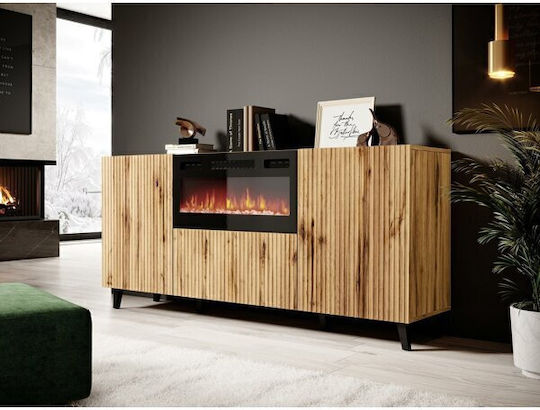Животно помещение ТВ единица Remeta 106 Wotan Oak, Black с Витрина и Осветление Д181xШ42xВ83бр Животно помещение ТВ единица Remeta 106 Wotan Oak, Black с Витрина и Осветление Д181xШ42xВ83бр