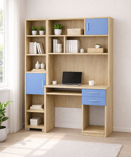 No 8 Birou pentru copii din Melamină Oak-Light Blue 100x55x80cm