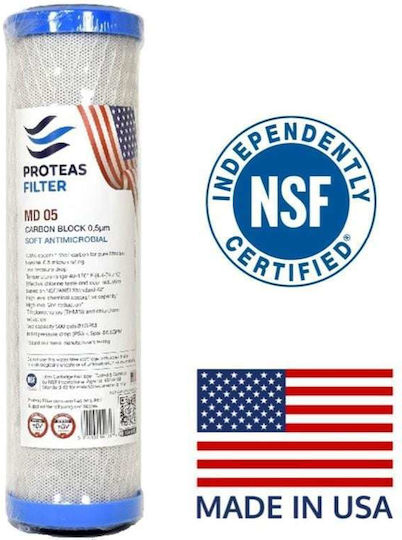 Proteas Filter PFU3- Water Filtration System Single Under Sink Micron 1/4'' with Faucet & Replacement Filter Activated Carbon CTO/ECO-CBVOC1 EW-013-0506