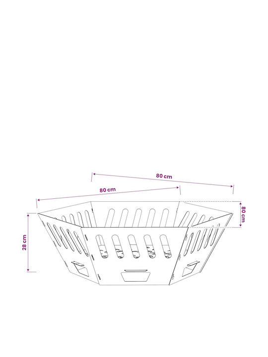 vidaXL Feuerstelle Draußen Metallisch Grau 80x80x28cm