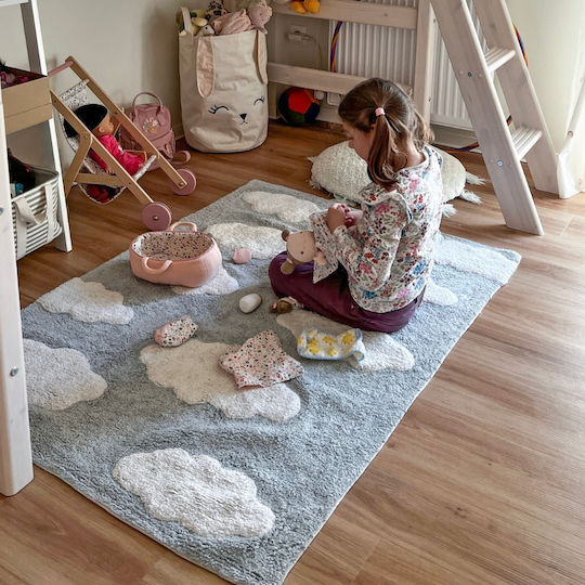 Baby Bliss Детско килимче Облаци Памучно Сив 100x140см
