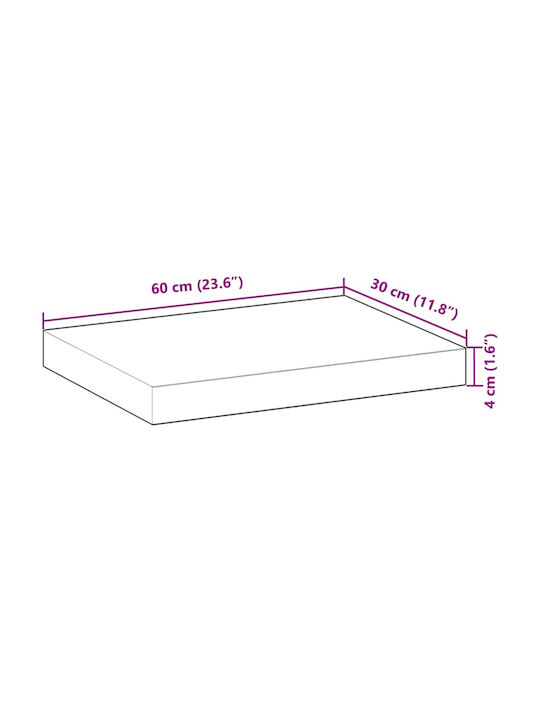 vidaXL Rectangular Bookcase Shelf Made of Solid Wood in Brown Color 60x30x4cm 3279448 2 Pieces