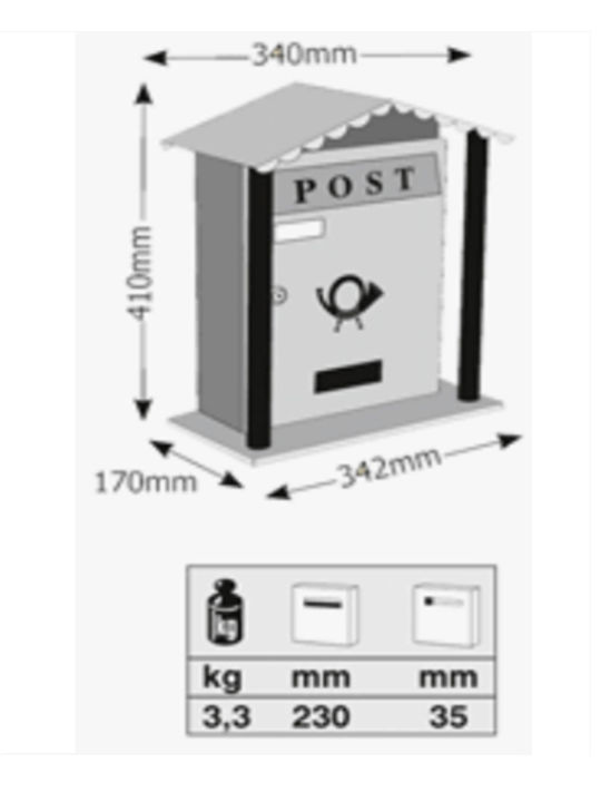 Viometal Cutie Poștală În Aer Liber Metalică Verde 34x17x41cm 7007-kyparissi