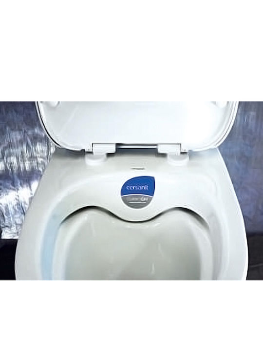 Cersanit Stehende Toilette Randlos mit Spülung mit Deckel Duroplast Sanftes Schließen Weiße