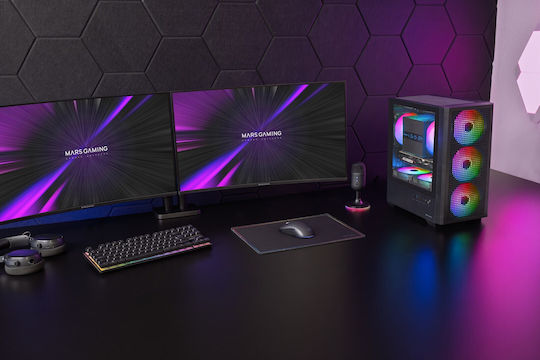 Tacens Mcquantum Gaming Midi-Turm Computergehäuse mit Seitenfenster Schwarze