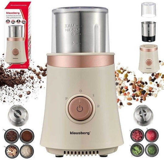 Klausberg Electric Coffee Grinder 200W Beige