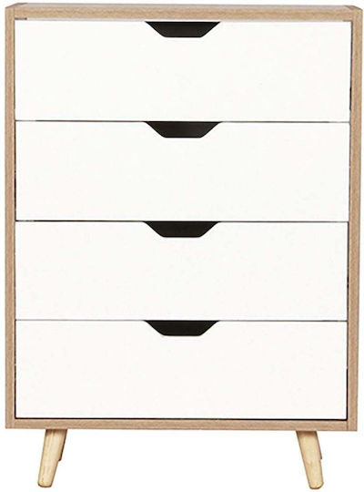 Sertar de depozitare Alina cu 4 sertare Natural / Alb L56xW29xH77buc