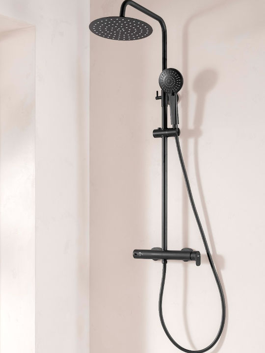 Roca Adjustable Shower Column Without Battery Black