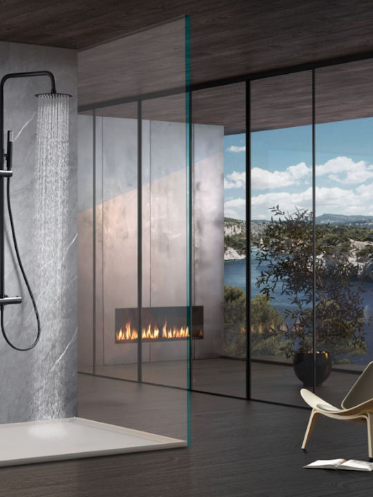 Imex Adjustable Shower Column with Mixer 88-124 cm Black