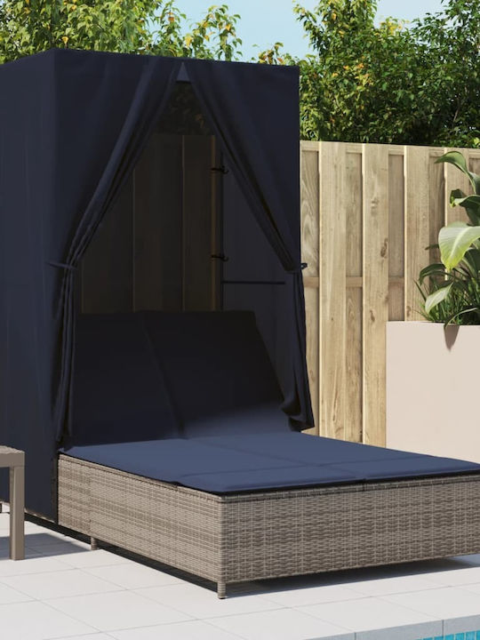 Ξαπλώστρα Διπλή Rattan με Μαξιλάρι Γκρι 100x197εκ.