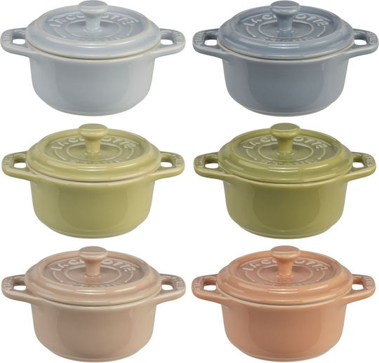 Staub Vas Rotund Rezistent la Căldură Ceramic 10x10cm 6 Bucăți