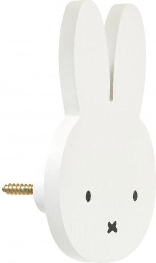 Miffy Miffy Kinder Wandhaken Einzelhaken Wandmontiert Hölzernes Weiß 9εκ. 1Stück