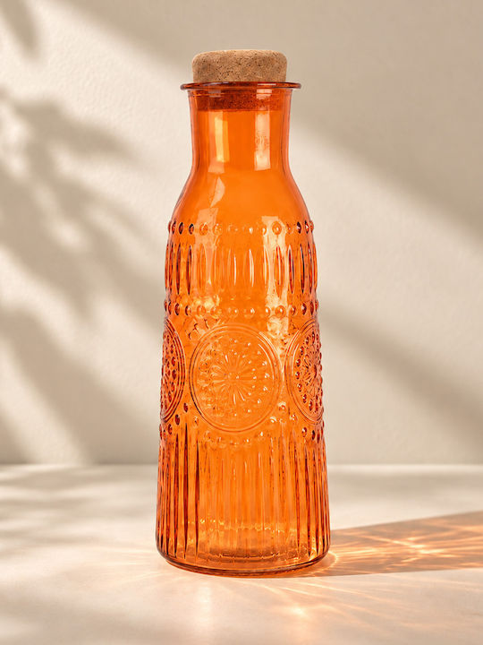 Kaemingk Glass Decanter for Serving with Orange Stopper 1000ml