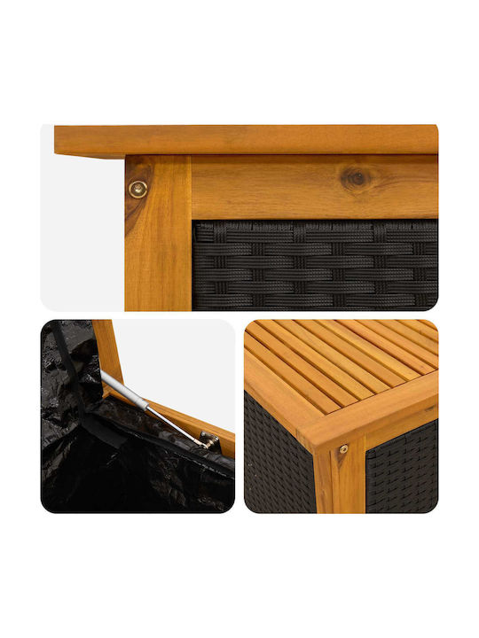 vidaXL Baul de Depozitare pentru Exterior Rattan 185 l Negru L200xl50xÎ56cm