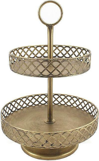 Zaros Zaros Dessert Tower Stand 2 Tiers Metallic Gold/Black Metallic Tiered Appetizer Stand 2 Tiers with Base Gold Ø34xY50.5cm P34xM50xY50.5cm