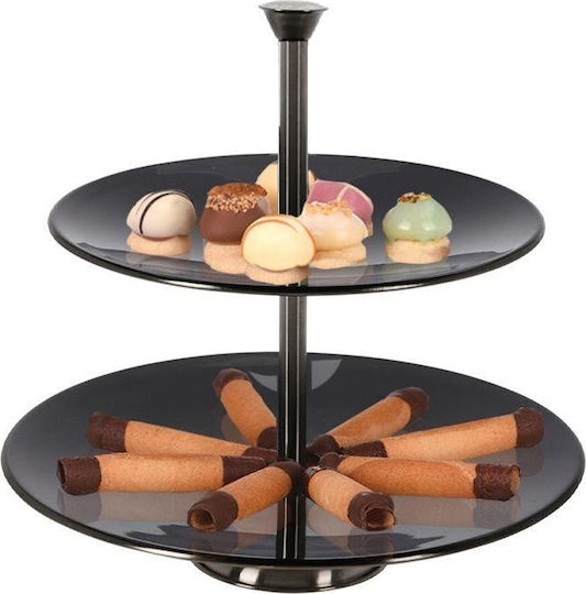 Metallic Tiered Appetizer Stand 2 Tiers Black Ø25xH36.5cm