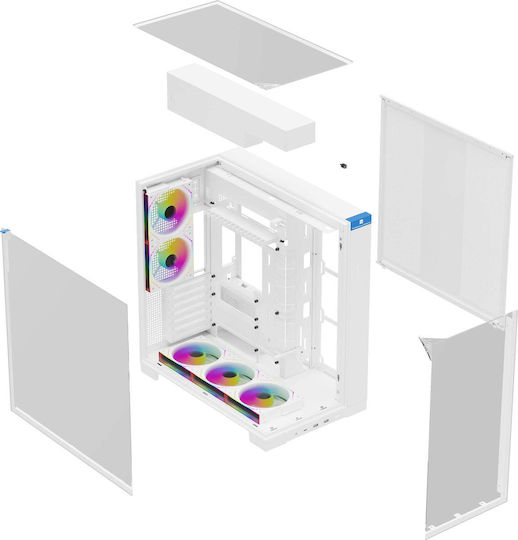Thermalright A70 Геймърско Midi Tower Компютърно Кутийо с Страничен Прозорец и ARGB Осветление Бяло