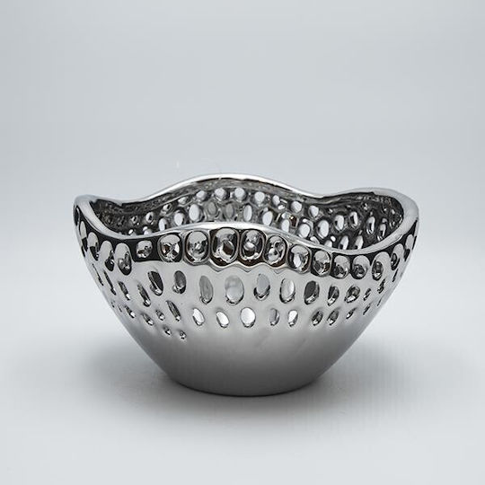 Bol Decorativ Ceramică Argintiu 24.5x23.5x3.5cm
