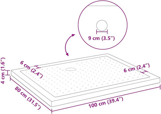vidaXL Rectangular Acrylic Shower Tray 100x80cm Black