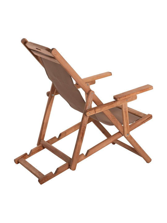 Deckchair Limnos Wooden With Arms Natural 62.5x97x105cm