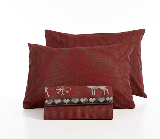 Nef-Nef Homeware Sheet Sets Single Flannel 160x260cm. Tinsel Bordo 3pcs