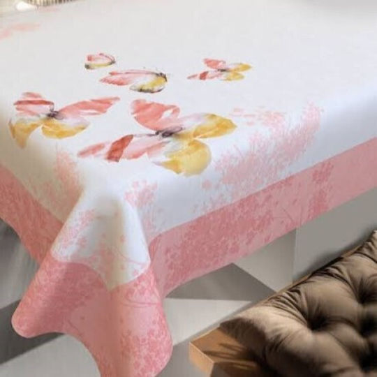 Saint Clair Checkered Stain Resistant 1039 Coral 145x145cm