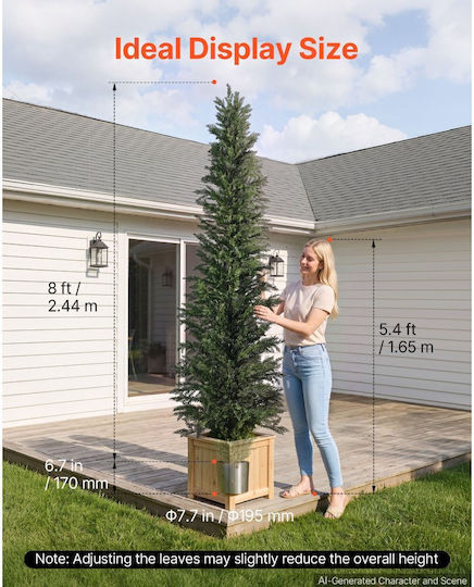 Vevor Artificial Cedar Topiary Tree 2438 Mm Set Of 2 Pieces Potted Plant Xsrgxjs8fttxllfm1001v0