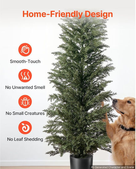 Vevor Artificial Cedar Topiary Tree 2438 Mm Set Of 2 Pieces Potted Plant Xsrgxjs8fttxllfm1001v0