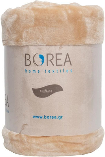 Borea K-4 Κουβέρτα Βελουτέ Υπέρδιπλη 220x240εκ. Άμμου