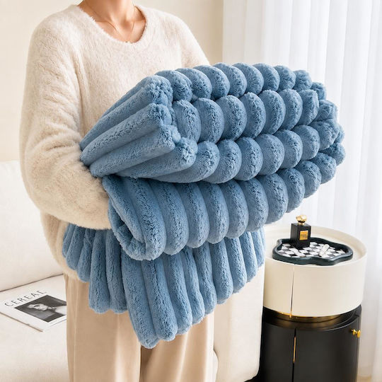 Next Furry Double Blanket 200x230cm Blue