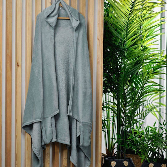 Today Velvet Blanket with Sleeves 115x165cm Green