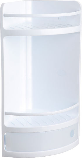 Dimitracas LUX 43201 Ъглов Стенен Рафт за баня Пластмасен с 2 рафта 20x20x50см Бял