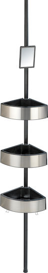 Wenko Premium Large Corner Wall Mounted Bathroom Shelf Metallic with 3 Shelves 27.5x20x260cm