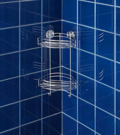 Wenko Vacuum-Loc Ecke An der Wand montiert Badezimmerregal Metallisch mit 2 Regalböden 23x21x43cm Silber